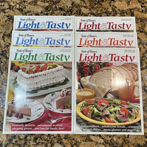 Taste of Homes Light And Tasty Cooking Recipe Magazines 2003 Back Issue Set Of 6 - Picture 1 of 13
